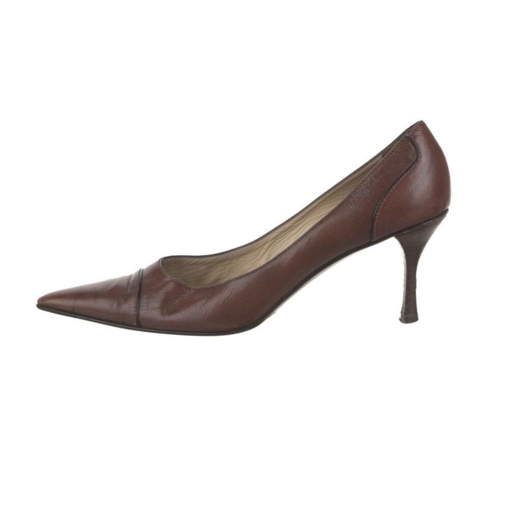 Gucci Brown Leather Pump Heels Size 11 - Picture 2 of 11